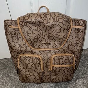 Calvin Klein CK Brand Backpack - Tan & Gold